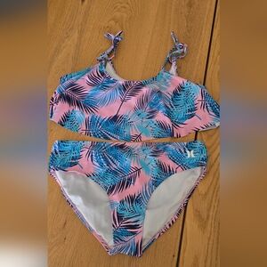 Hurley Kids' Pink and Blue Palm Print Swim Set